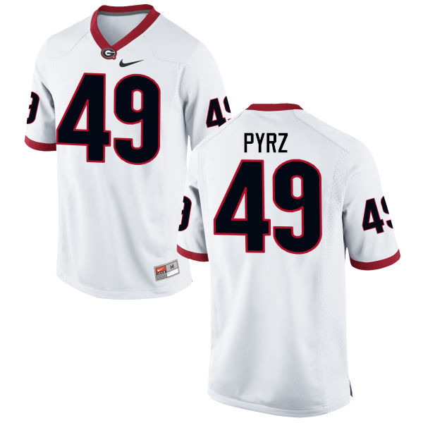 Men Georgia Bulldogs #49 Koby Pyrz College Football Jerseys-White